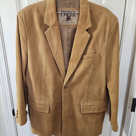 Madison Creek Genuine Leather Tan Men's Sport Coat Size 44R.  Like New - Picture 1 of 10